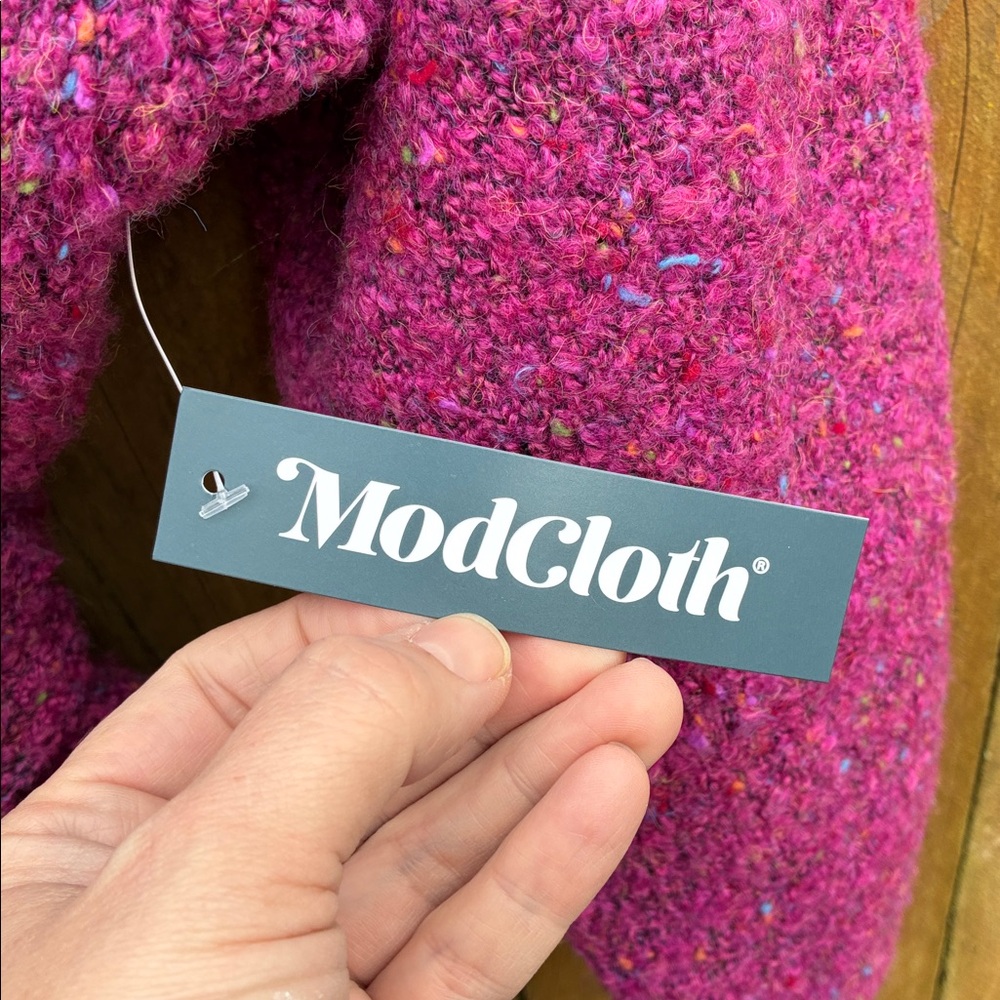 ModCloth. Cozy Pink speckled Knit Cardigan sweater coat super cozy soft - Picture 4 of 6
